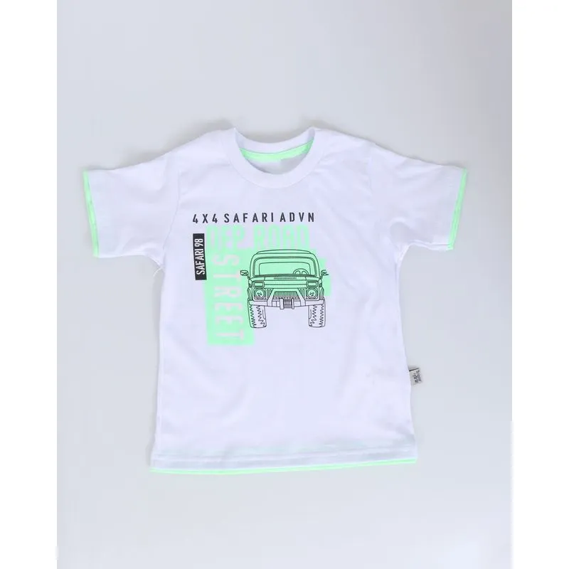 Camiseta Bebê Estampa Carro Safari Branca 2