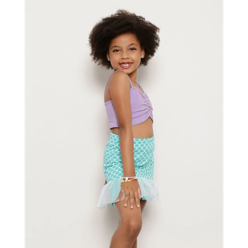 Conjunto Infantil Com Saia Pequena Sereia Disney Lilás Médio 10