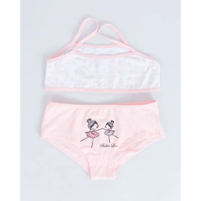 Conjunto Infantil Top Calcinha Rosa Branco 4
