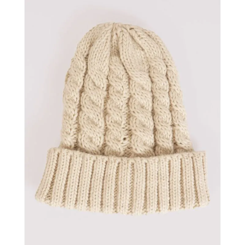 Gorro Feminino De Tricô Trançado Bege Claro UN