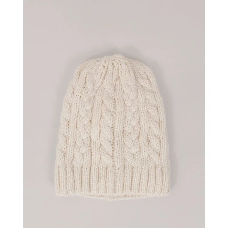 Gorro Feminino Tricô Trançado Off White UN