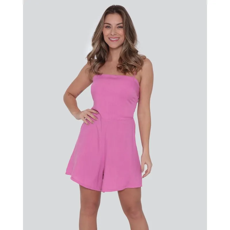 Macaquinho Feminino Viscose Lastex Rosa P