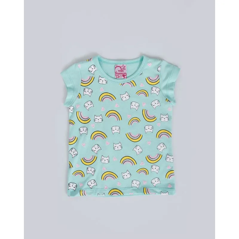 Blusa Bebê Estampa Gatinha Verde 1
