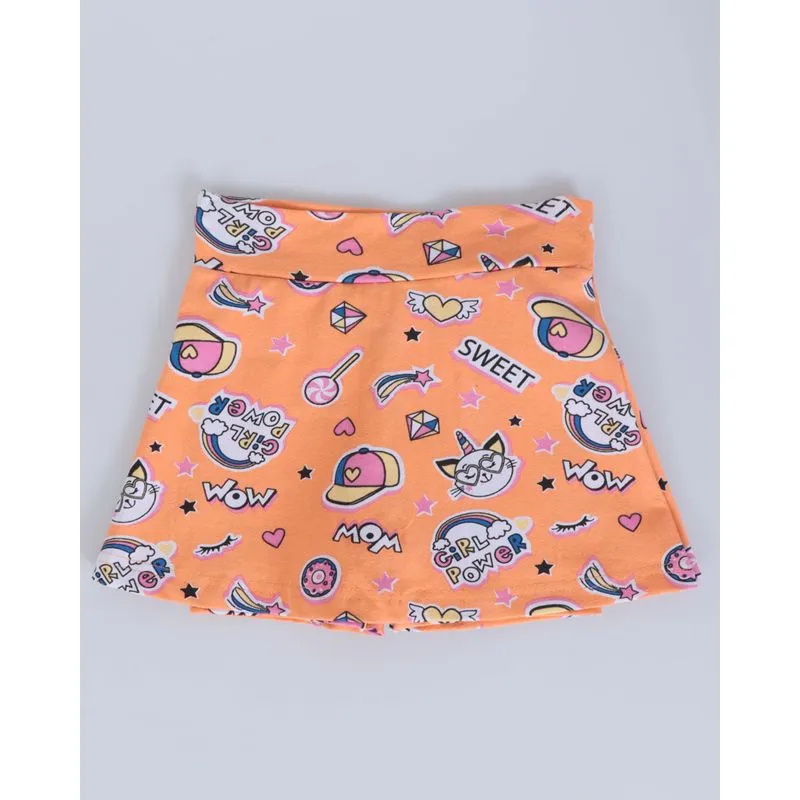 Short Saia Bebê Estampa Divertida Laranja 3