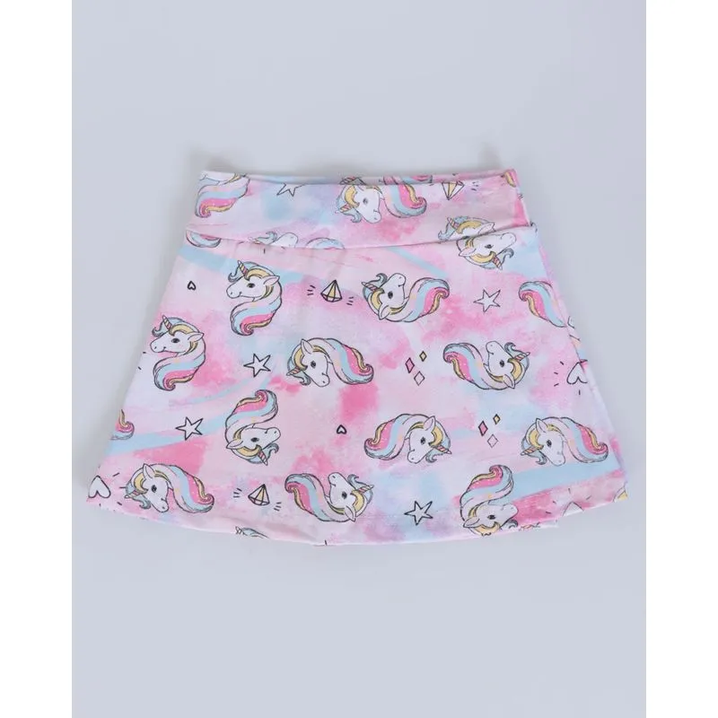 Short Saia Bebê Estampa Unicórnio Rosa 2