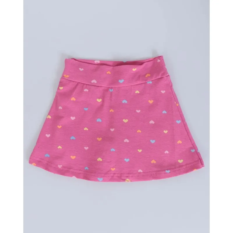 Short Saia Bebê Estampa Corações Rosa 1