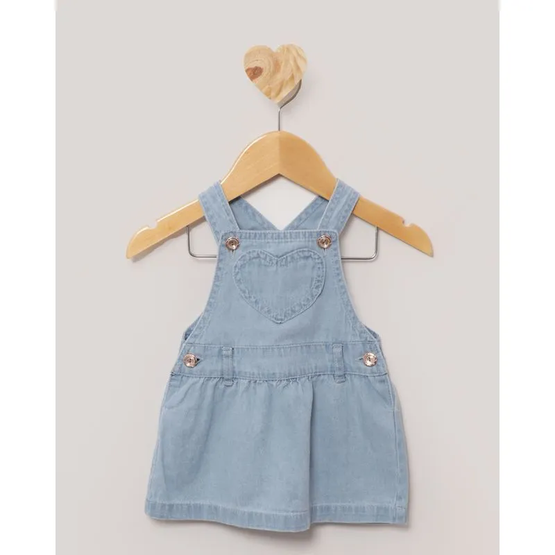 Vestido Jeans Bebê Alça Com Botões Azul M