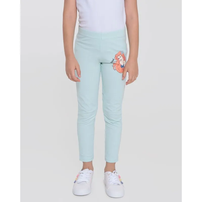 Calça Legging Infantil Pequena Sereia Disney Verde Claro 6