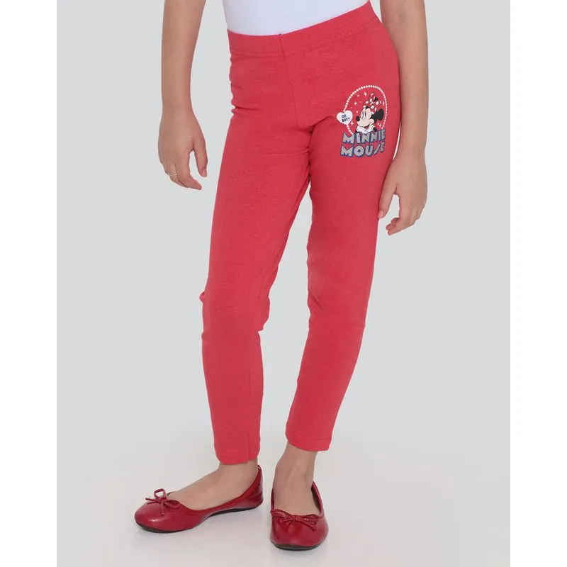 Calça Legging Infantil Gliter Minnie Disney Vermelho 4