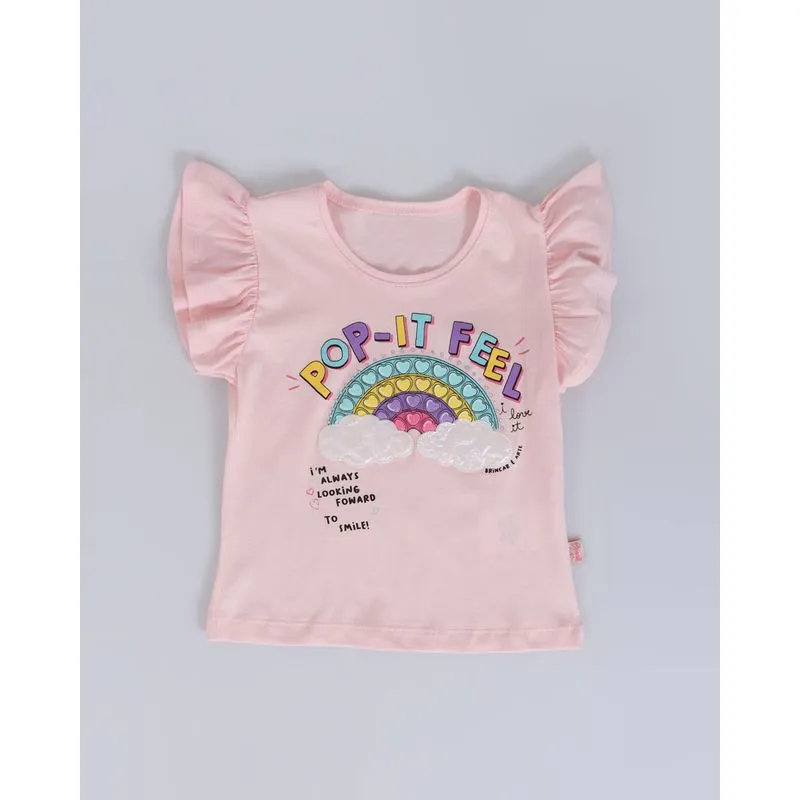 Blusa Bebê Manga Borboleta Estampa Pop-Ip Rosa 2
