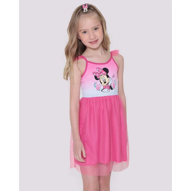 Camisola Fantasia Infantil Minnie Disney Tule Rosa 6