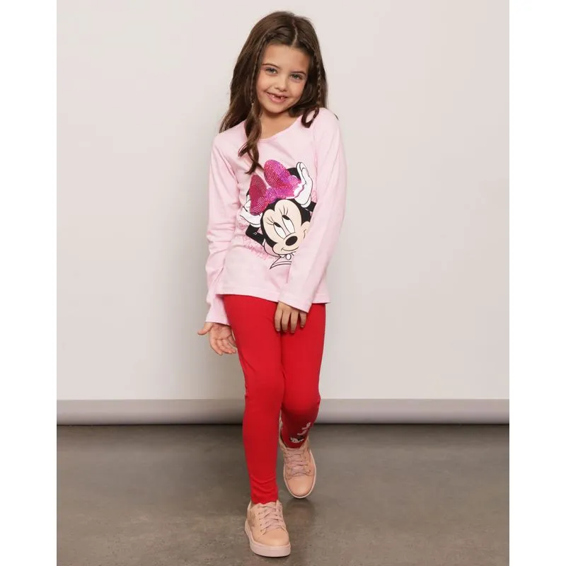Calça Legging Infantil Disney Minnie Vermelha 8
