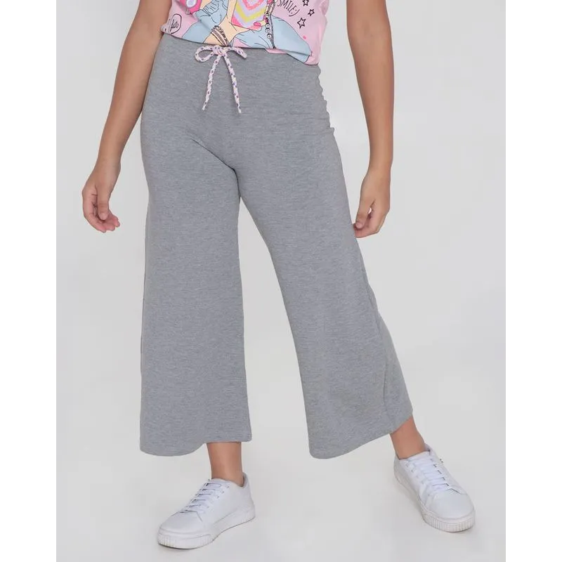 Calça Juvenil Wide Leg Cropped Cinza Claro 16