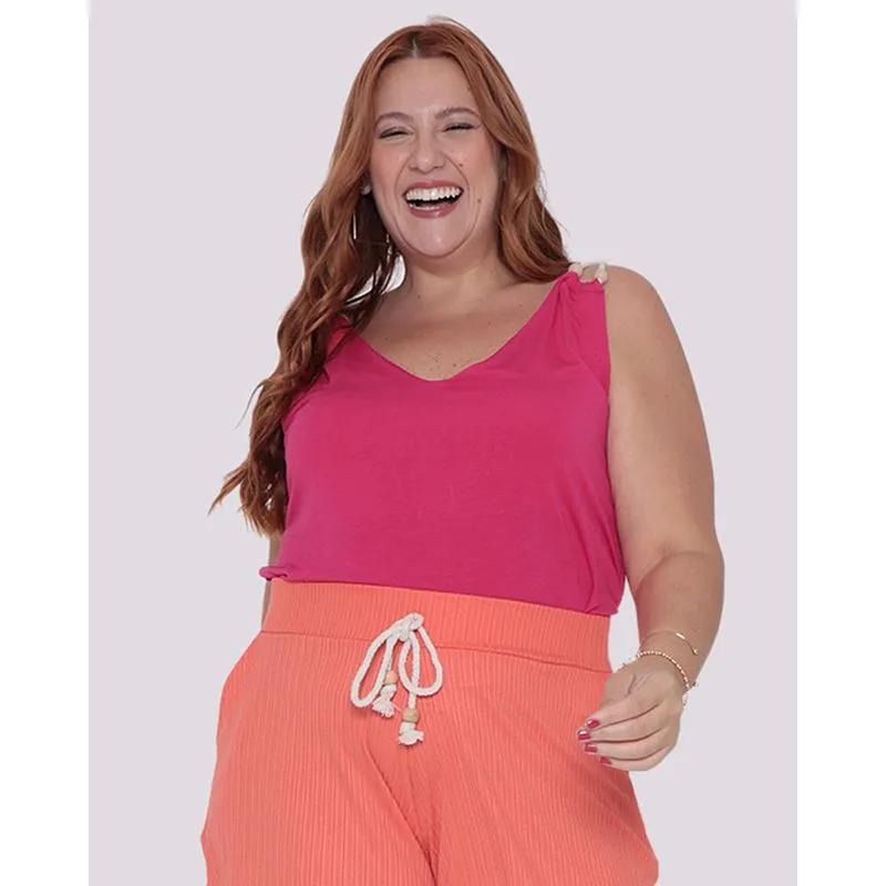 Regata Plus Size Feminina Rosa G3
