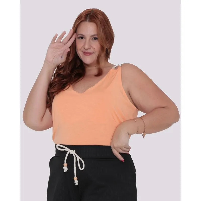 Regata Plus Size Feminina Laranja G3