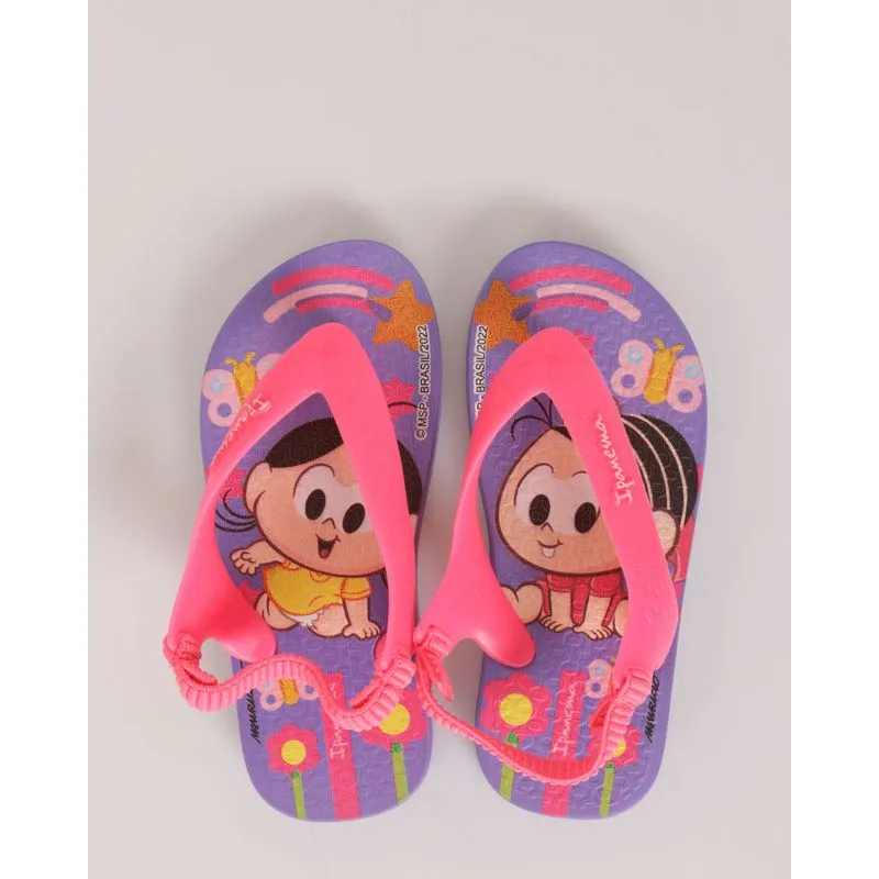 Chinelo Ipanema Bebê com Elástico Turma da Mônica Lilás 23/24