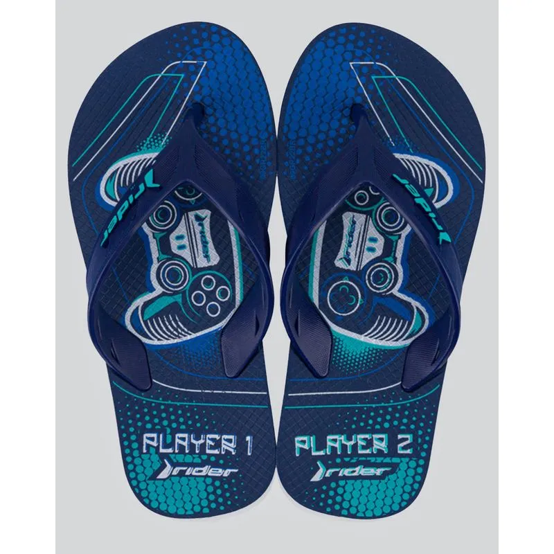 Chinelo Rider Infantil Estampa Game Azul 34