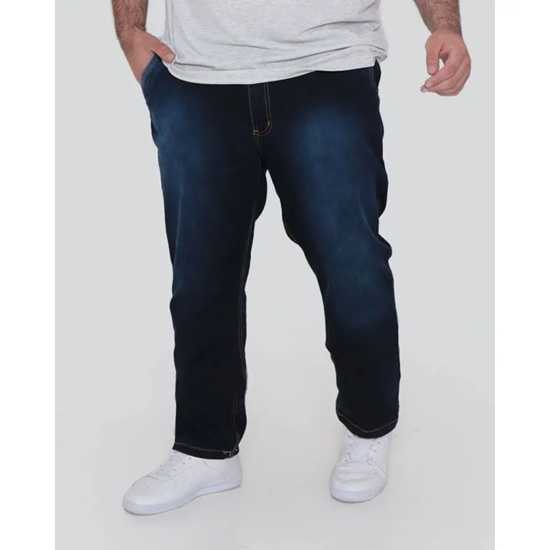 Calça Plus Size Jeans Masculina Reta Azul Escuro 48