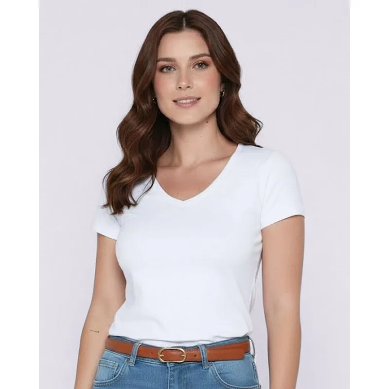 Blusa Feminina Manga Curta Básica Branca GG