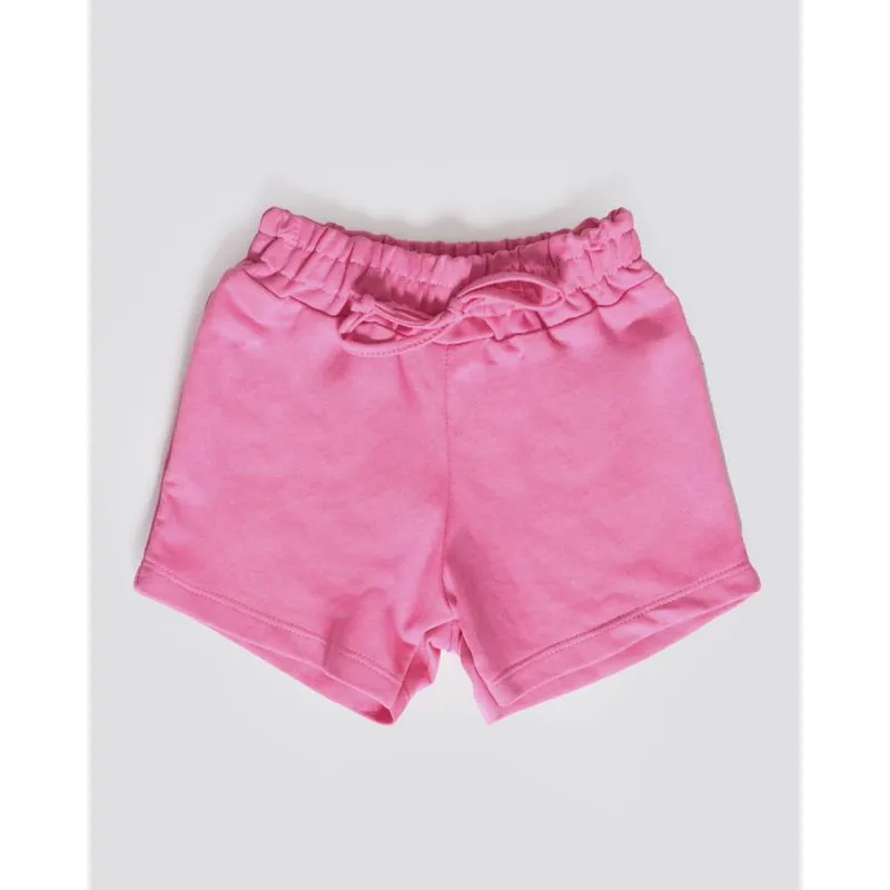 Short Bebê Moletinho Curto com Cordão Rosa 1