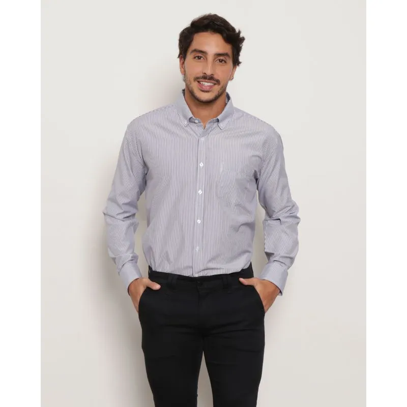Camisa Masculina Manga Longa Listrada Branca 4