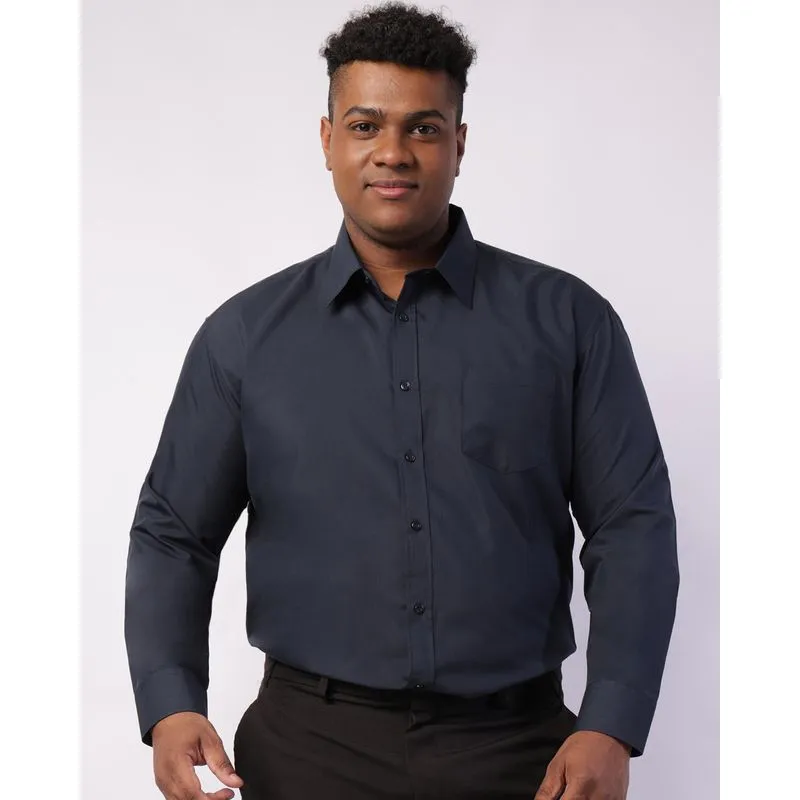 Camisa Plus Size Masculina Manga Longa com Bolso Marinho 8