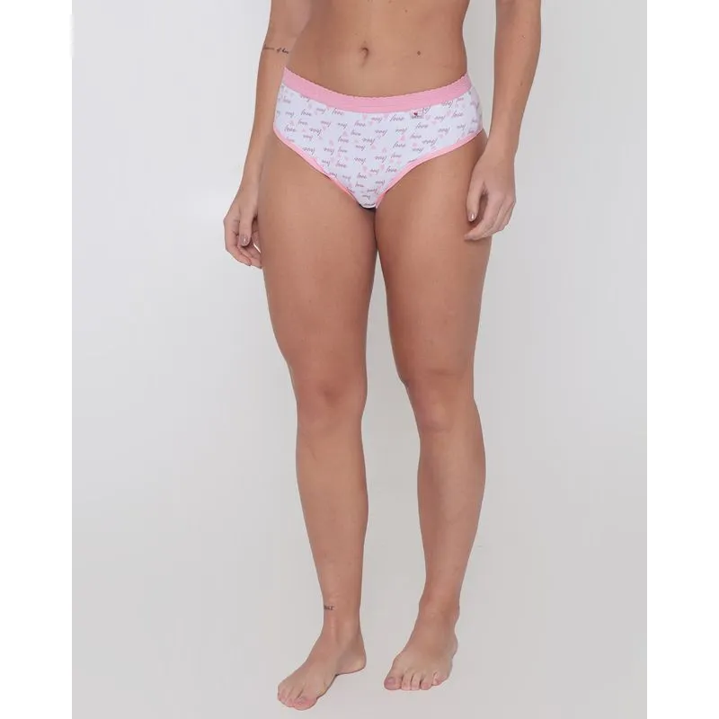 Calcinha Alta Feminina Avulsa Algodão Love Rosa M