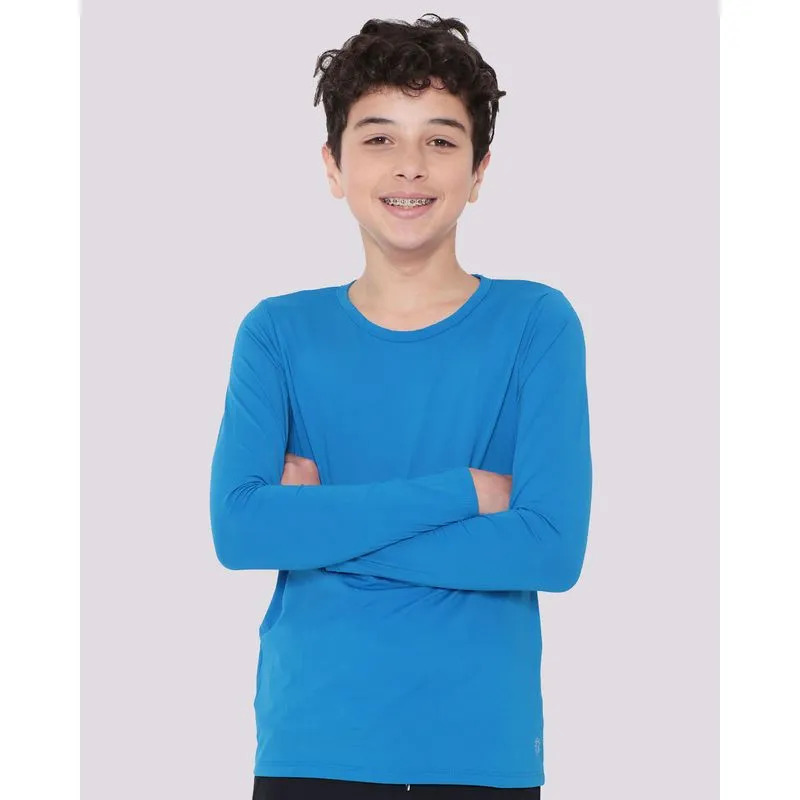 Camiseta Juvenil Manga Longa Com Proteção UV Azul 12