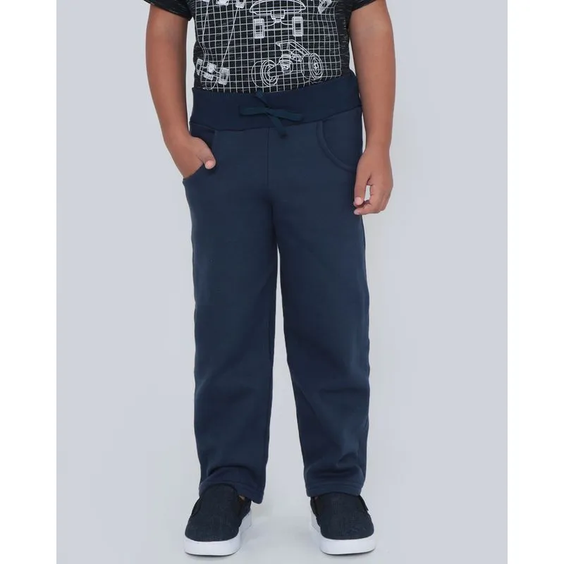 Calça Infantil Moletom Básica Azul Marinho 35161000194093UN
