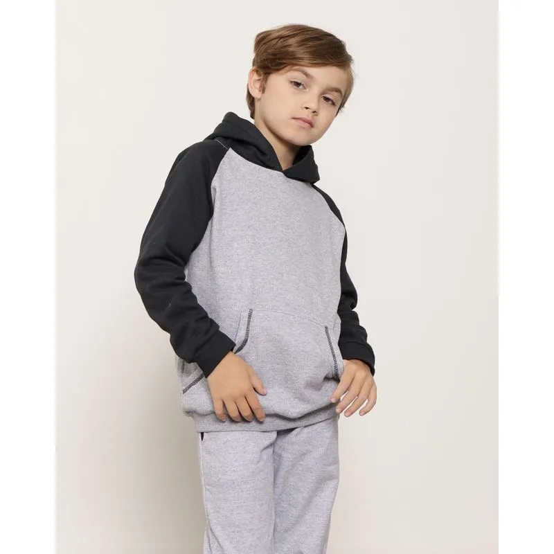 Blusão Infantil Moletom Com Capuz Cinza Claro 6