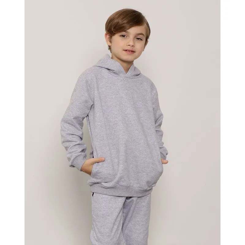 Blusão Infantil Moletom Com Capuz Cinza 6