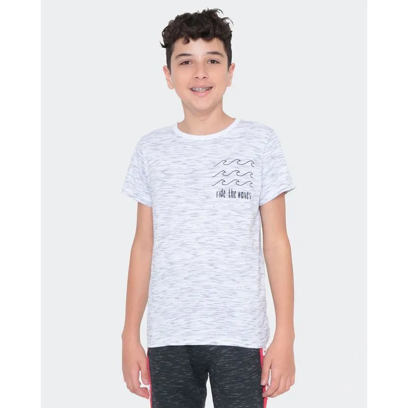 Camiseta Juvenil Estampa Ondas Flamê Cinza Clara 12