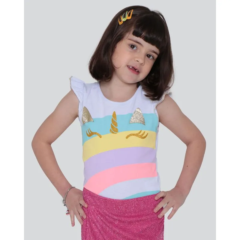 Body Infantil Estampa Unicórnio Listrada Branco 10