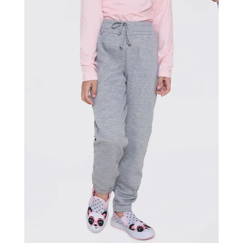 Calça Infantil Moletom Jogger Azul Cinza Médio 4