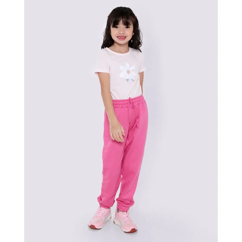 Calça Infantil Moletom Jogger Rosa Escuro 4