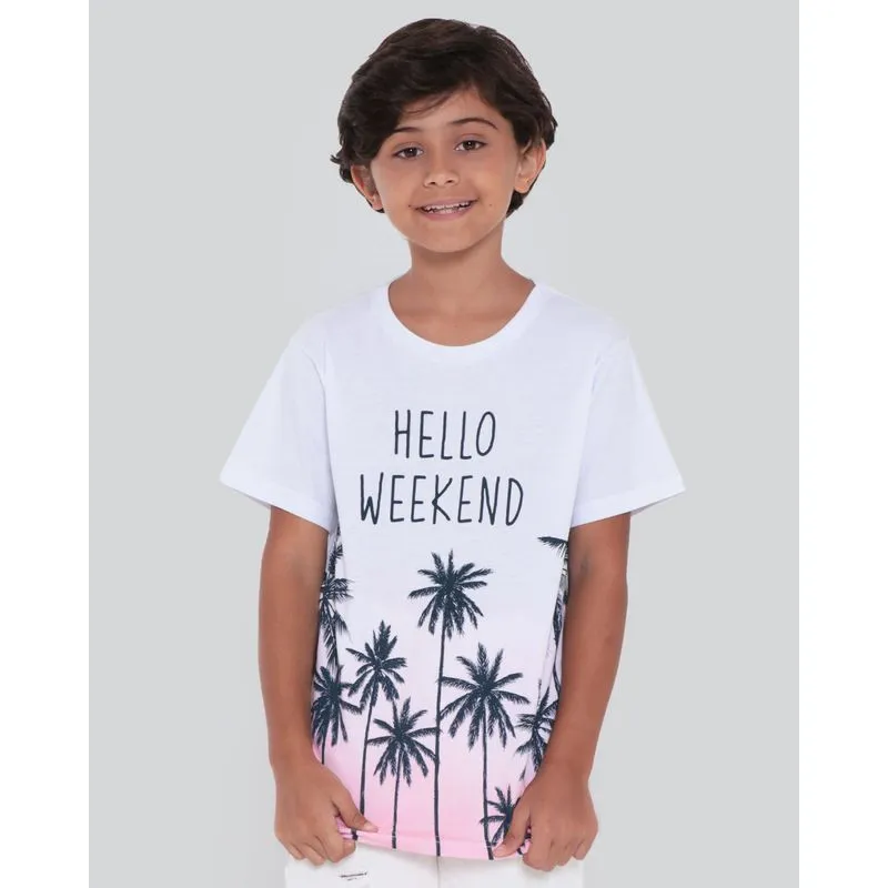 Camiseta Infantil Estampa Tropical Branca 8