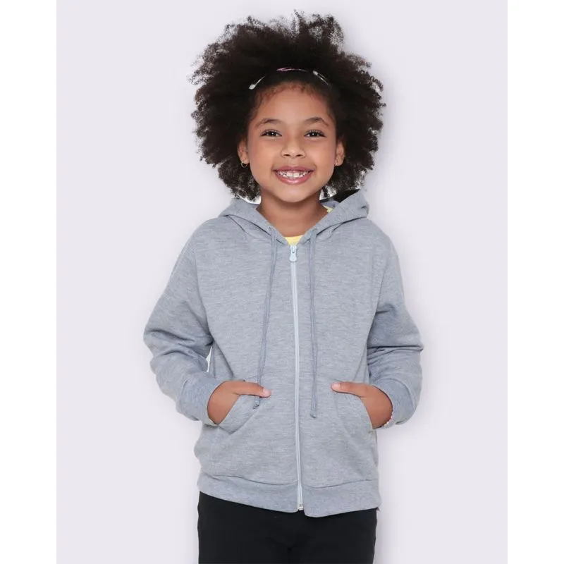 Jaqueta Moletom Infantil Com Capuz Mescla Cinza 6