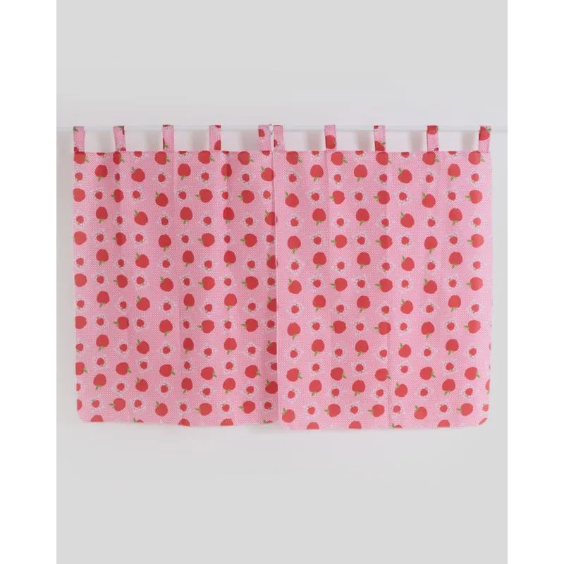 Cortina Cozinha 200cm x 140cm Maça Vermelha UN