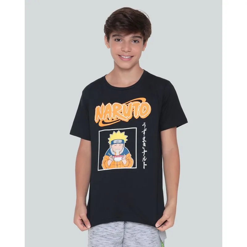 Camiseta Juvenil Estampa Naruto Preta 16