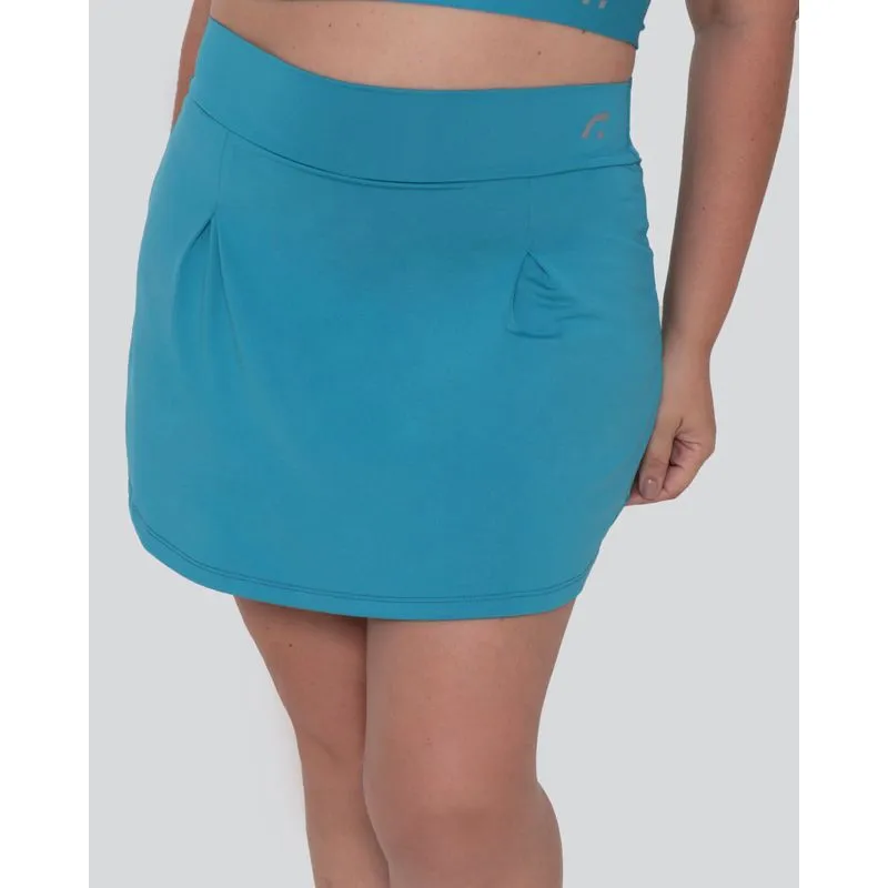 Short Saia Feminino Plus Size Fitness Fitter Azul G3