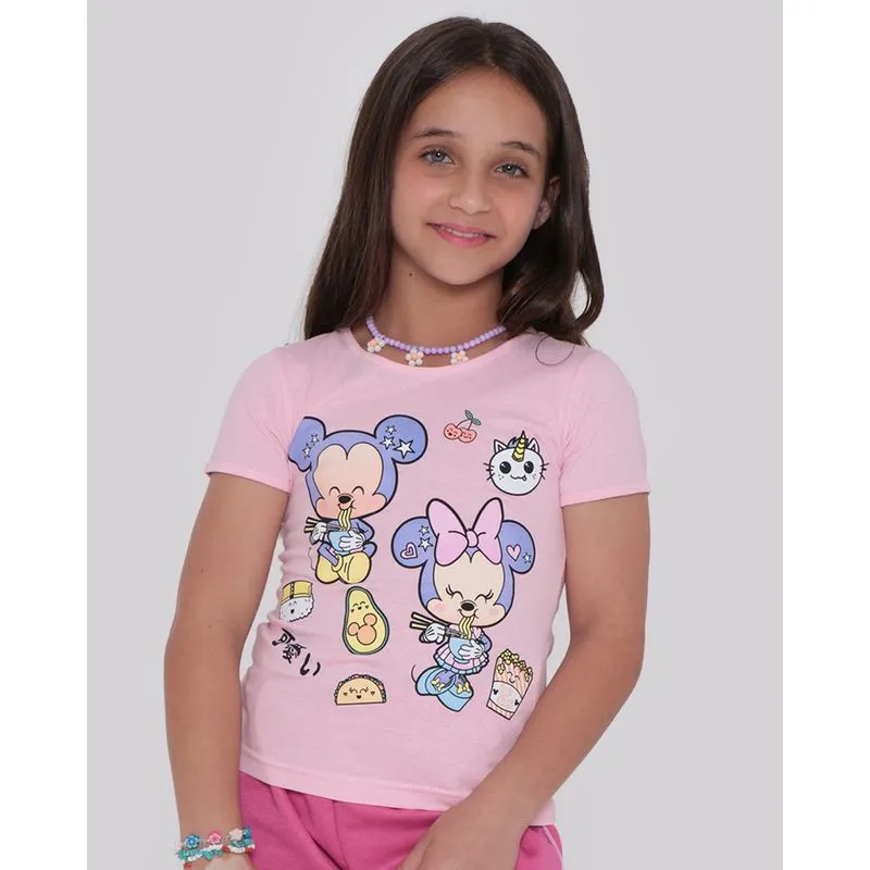 Blusa Infantil Mickey E Minnie Disney Rosa 6