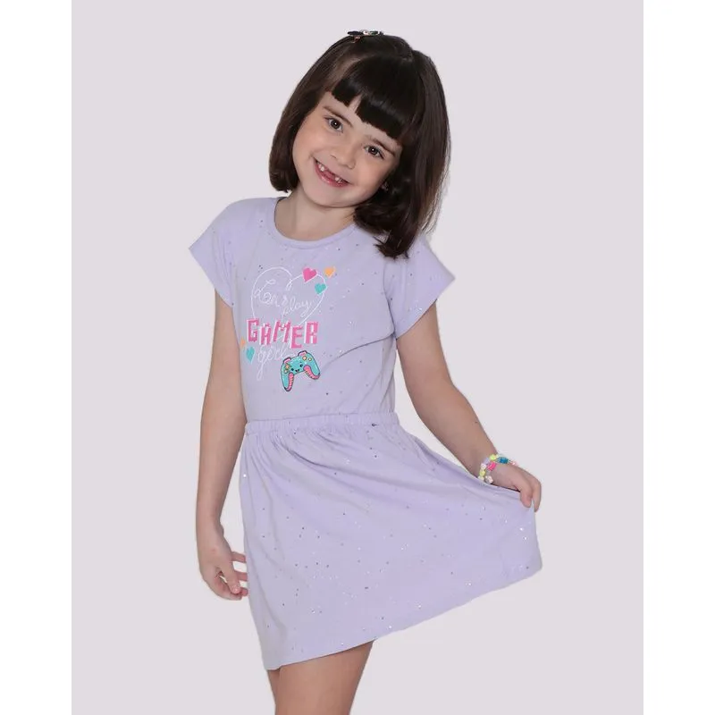 Vestido Infantil Abertura Nas Costas Game Gliter Lilás 10
