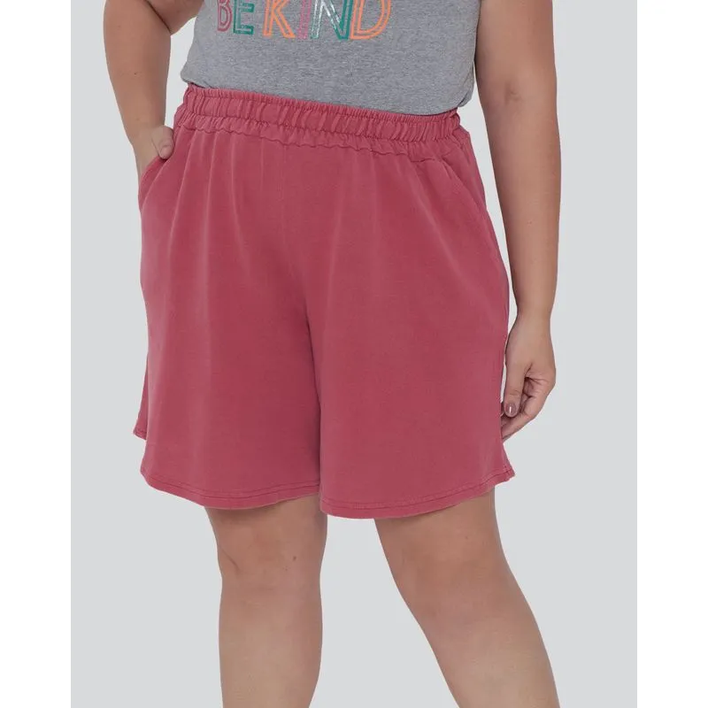 Short Plus Size Feminino Moletinho Vermelho G3
