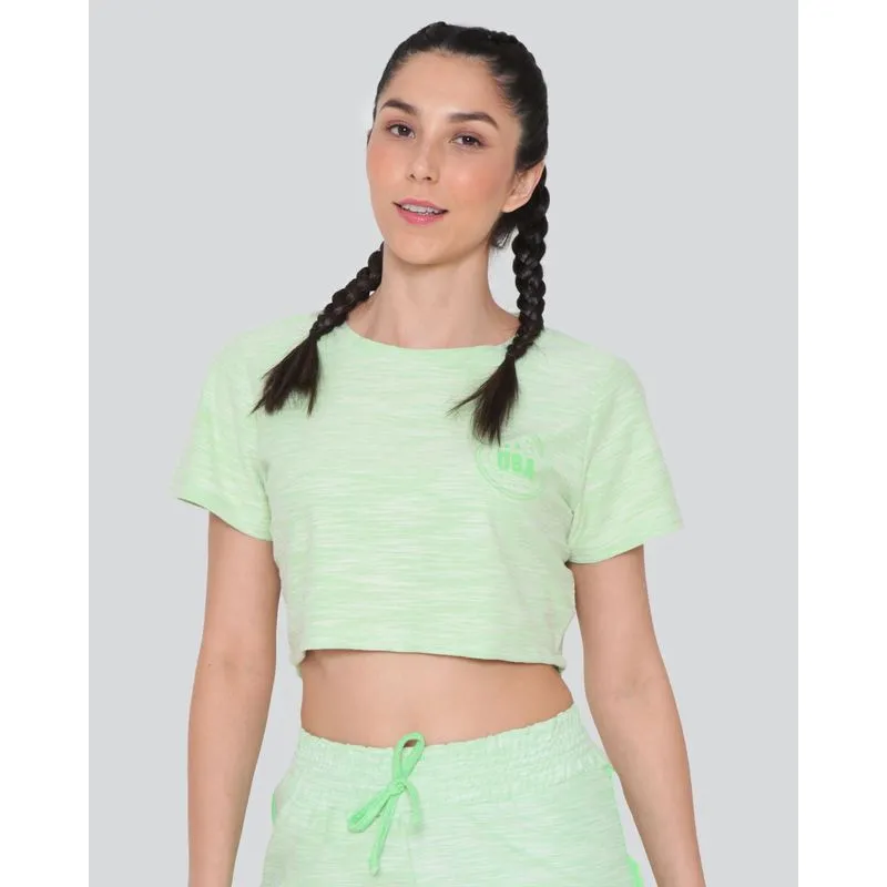 Blusa Feminina Cropped Moletinho Rajada Verde Claro M