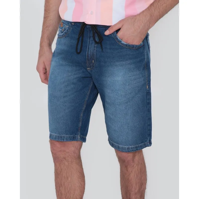 Bermuda Jeans Masculina Puídos Azul 44