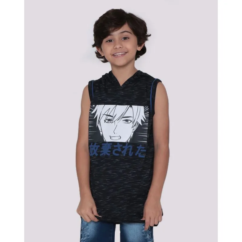 Regata Infantil Flamê Anime Capuz Preta 8