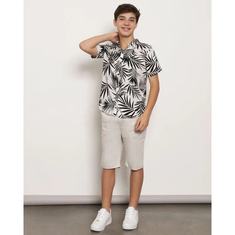 Bermuda Sarja Juvenil Bolso Bege Claro 10