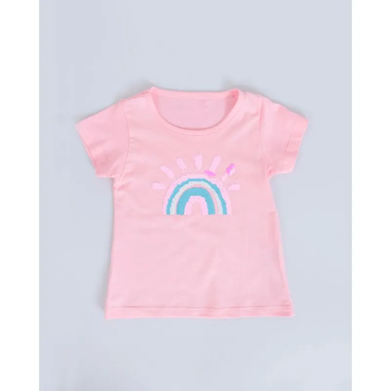Blusa Bebê Estampa Paetê Reversível Rosa Claro 3
