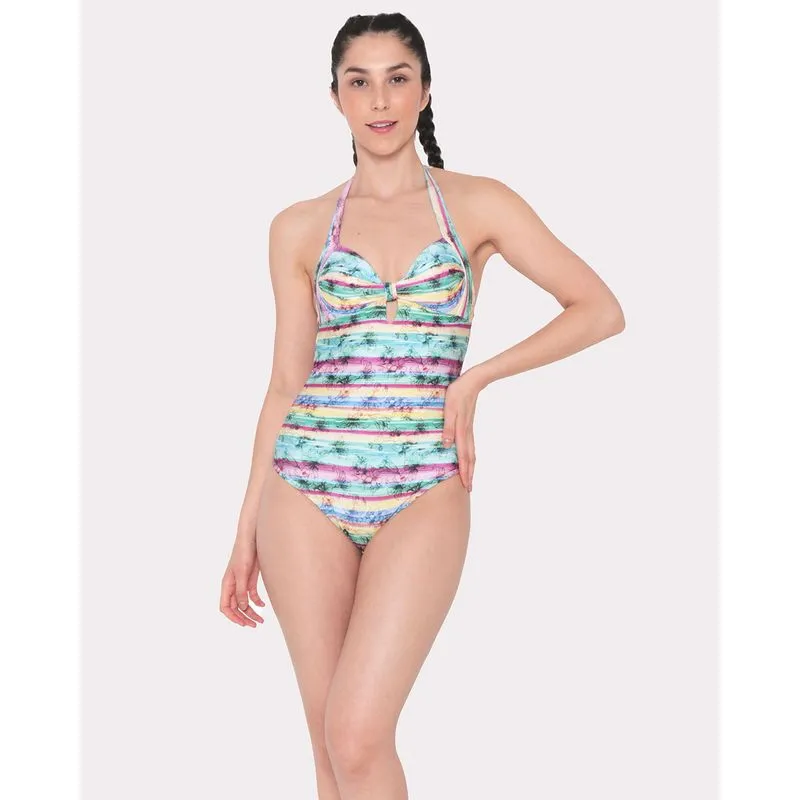 Maiô Com Bojo Estampado Floral Verde G