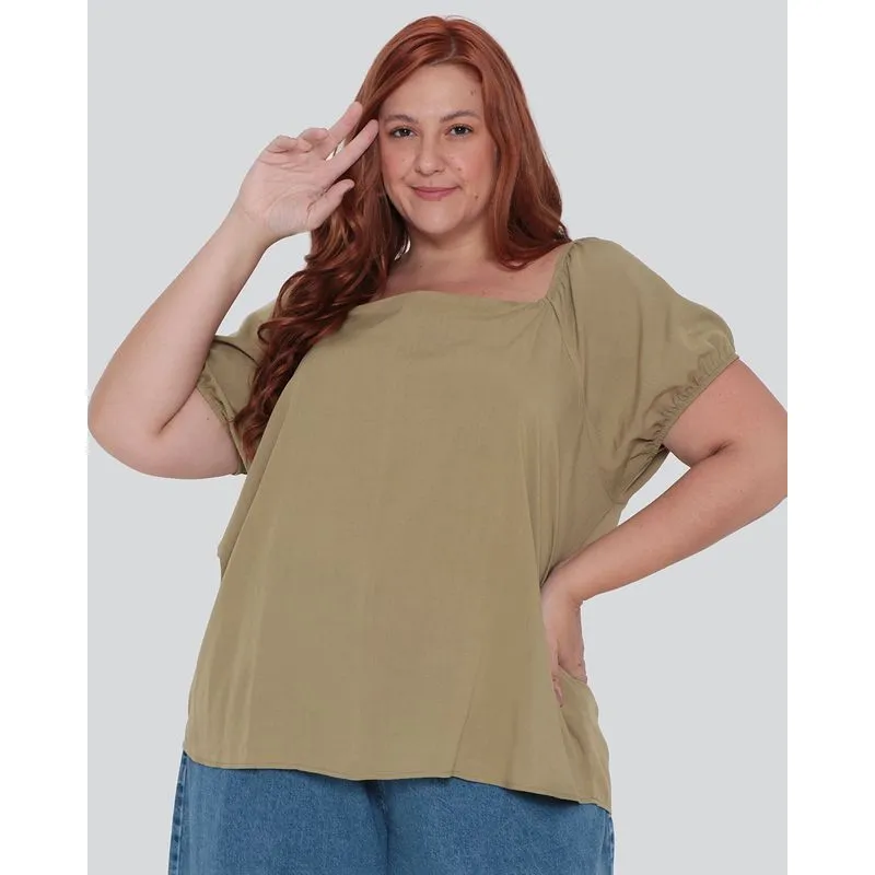 Blusa Plus Size Floral Verde Claro G3